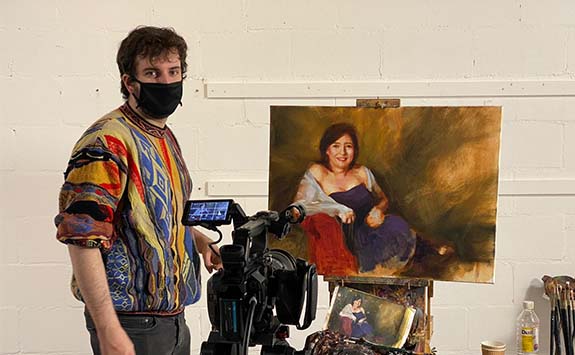 Oisín Power filming a documentary about his late mother